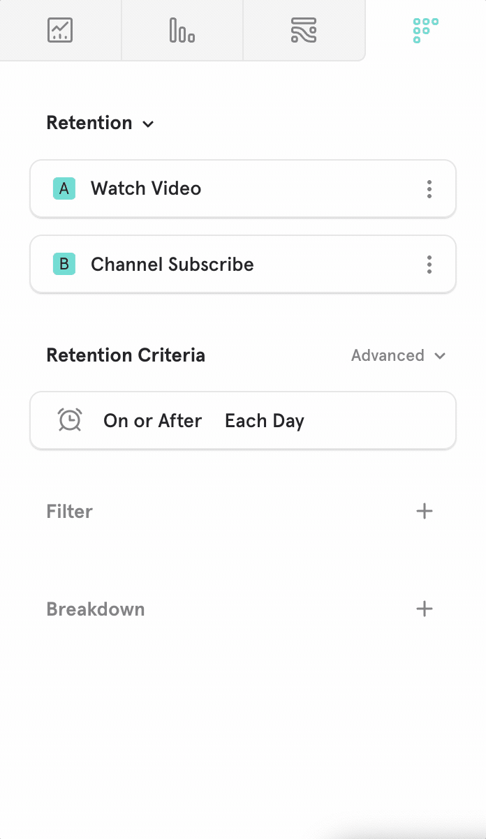 Retention query builder interaction.